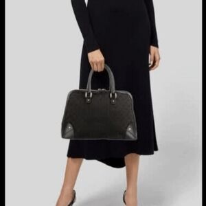 GUCCI Black CANVAS NAILHEAD DOME TOP HANDLE HANDBAG